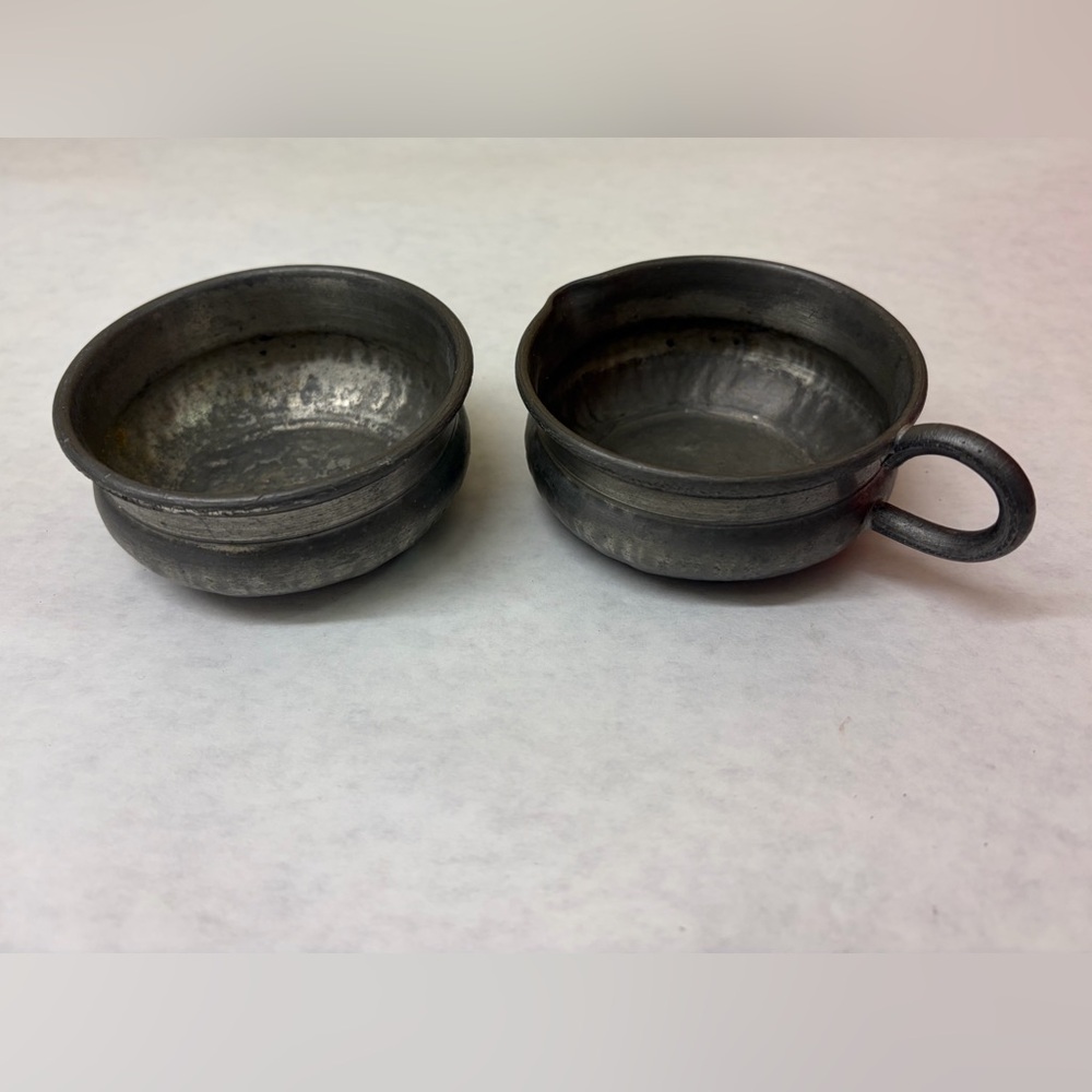 Vintage Small Pewter Sugar Bowl and Creamer Set  Norway!